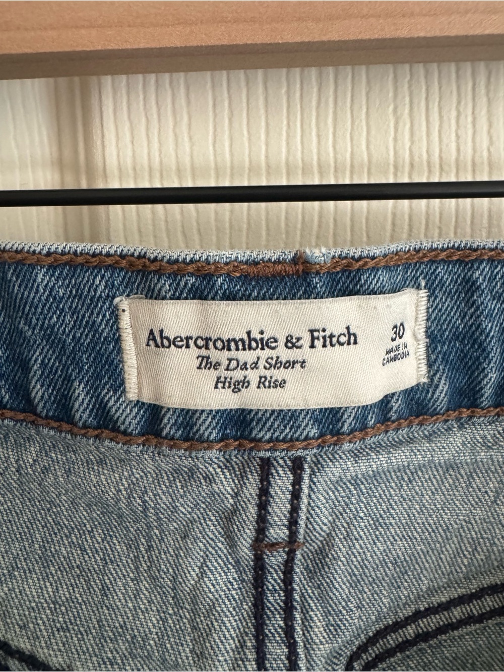 Abercrombie & Fitch Light Blue High-Rise Cutoff Denim Shorts - Picture 3 of 3